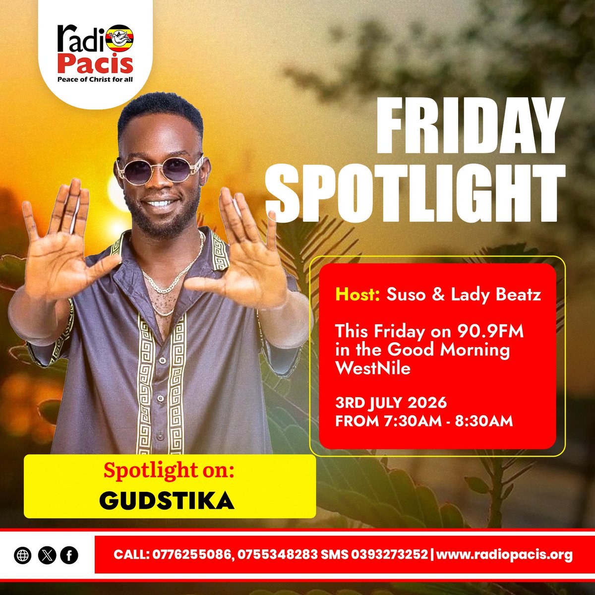 RadioPacisnews's tweet photo. The Furahiday is Here! Ushering you into the Weekend with the #FridaySpotlight on Northern Uganda's Biggest Morning Show as we feature @gudstika
Good Morning Westnile Show with @suso_odumuodu and #LadyBeatz; A perfect way to start your Morning.
#RadioPacis https://t.co/gz9Q9BQ1aq