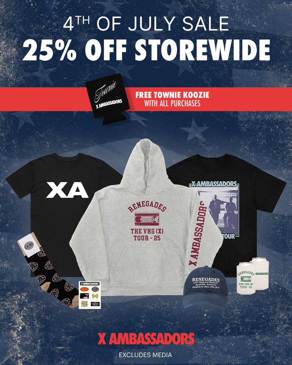 XAmbassadors's tweet photo. Get 25% off storewide for our 4th of July sale starting NOW until July 6th! Shop at https://t.co/yWIv7k0krE https://t.co/xomQjwci2s