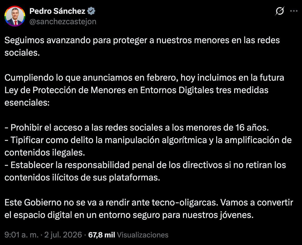 Cyandeceres's tweet photo. Pedro Sánchez cumpliendo el sueño húmedo de la tecnooligarquía. Y los de Podemos y Sumar de palmeros. ¿Verdad @IreneMontero? https://t.co/uD29WK3iu8