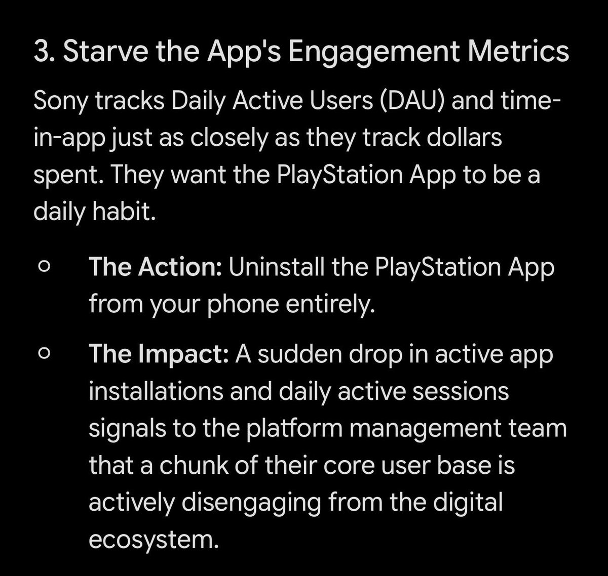 Warlustgg's tweet photo. Further tips for anyone boycotting PlayStation due to their removal of physical media.

Also my app is now deleted I don’t need it now I emptied the wishlist !

The power of one, together as many is powerful. https://t.co/jeWL47qnFq