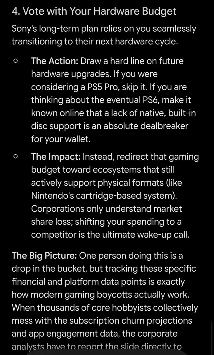 Warlustgg's tweet photo. Further tips for anyone boycotting PlayStation due to their removal of physical media.

Also my app is now deleted I don’t need it now I emptied the wishlist !

The power of one, together as many is powerful. https://t.co/jeWL47qnFq