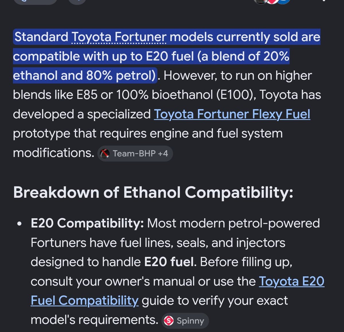 s982829's tweet photo. @chandan_stp Isn't new models are ethanol compatible?? 🤐🤔 https://t.co/83C0VHb93G