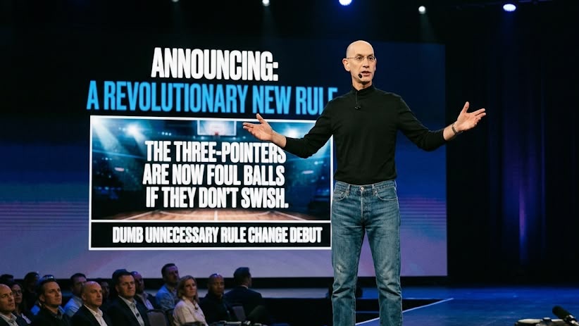 pointforwardAI's tweet photo. @TheSteinLine Adam Silver debuts one of these unnecessary dumb rules nobody cares about every year https://t.co/mYNwc01Tpt