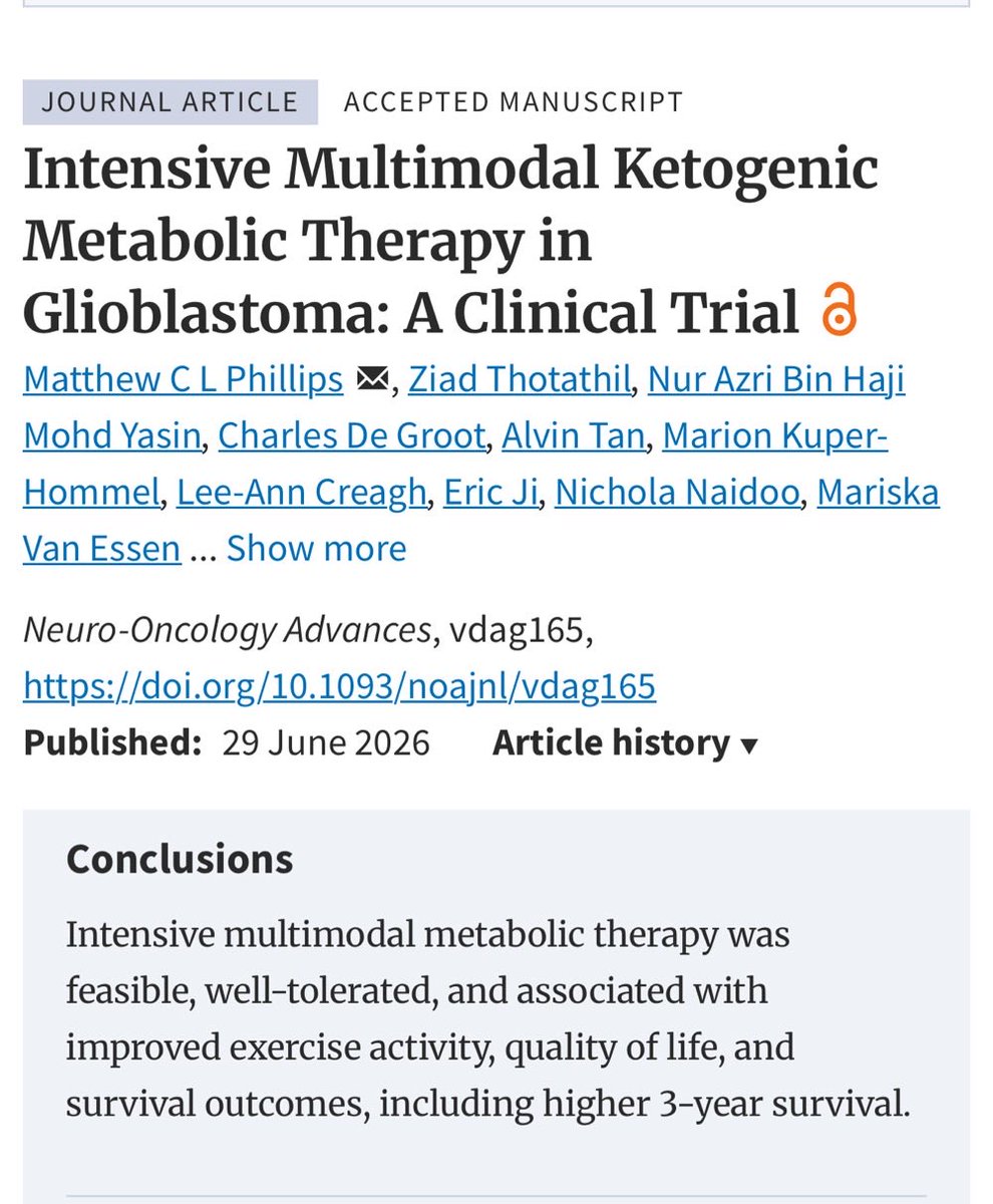 SBakerMD's tweet photo. Ketogenic diet significantly improves brain cancer survival https://t.co/iAnkIT6mND