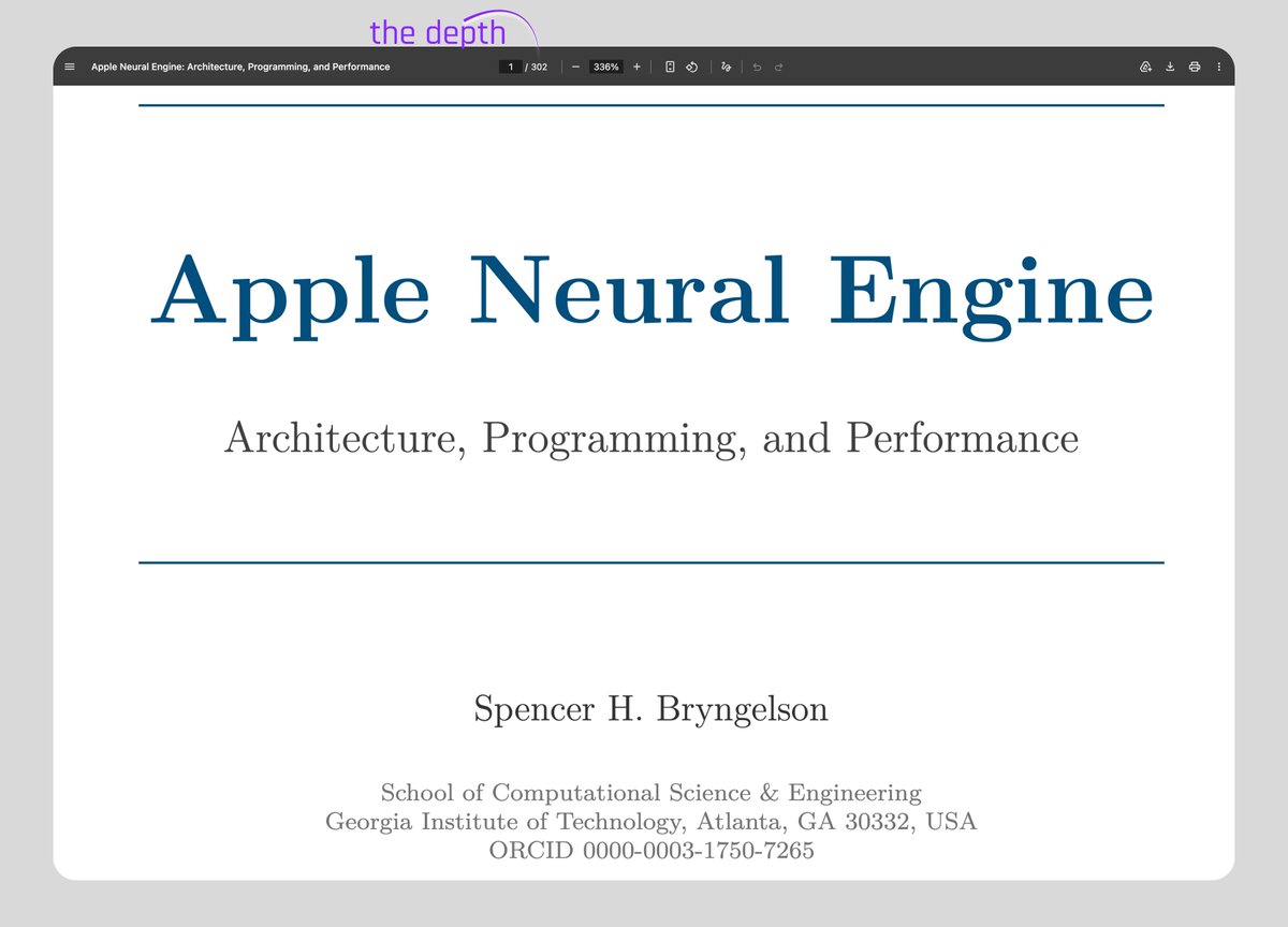 vivekgalatage's tweet photo. Apple Neural Engine - the chip in every iPhone since 2017; every Mac since the M1.

The professor from Georgia Tech just reverse-engineered it - 302 pages. Hardware datapath, weight compression, &amp; secret dispatch route that reaches it below Core ML.

https://t.co/IfHmPkMLbS https://t.co/gKNOrzmrXT