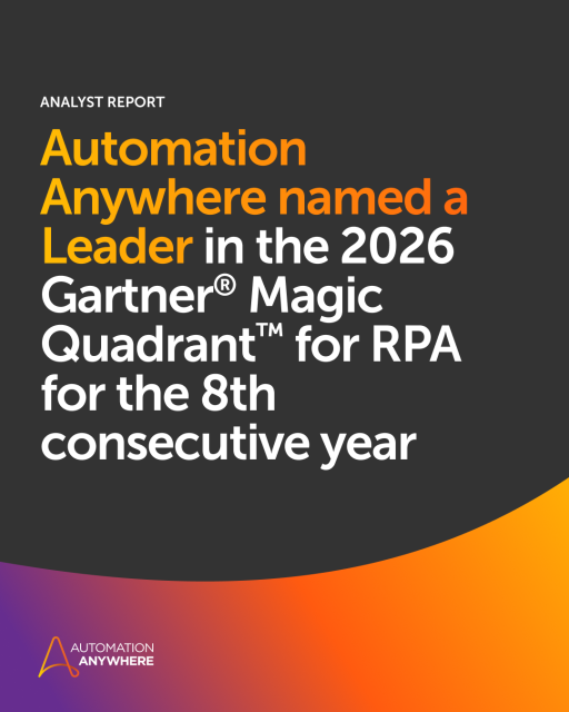VictorCamacho_R's tweet photo. Great to see that Automation Anywhere has been recognized as a Leader in the 2026 Gartner® Magic Quadrant™ for Robotic Process Automation (RPA) for the 8th year in a row! Download your own complimentary copy of the full report: https://t.co/XQY9WrzmjJ https://t.co/z4HvuWGmcM