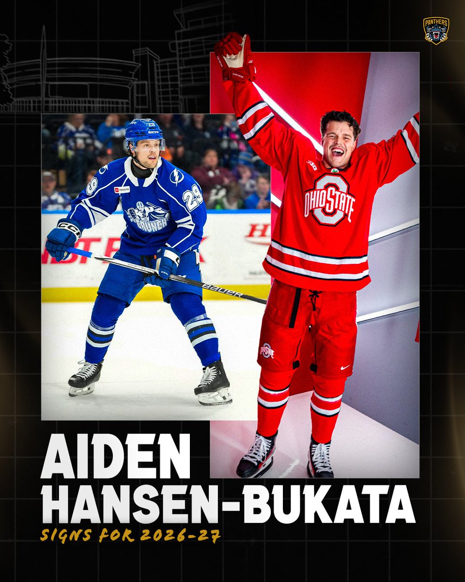 PanthersIHC's tweet photo. Nottingham Panthers have signed Canadian offensive defenceman Aiden Hansen-Bukata for the 2026/27 season.✍️

Read more👉 https://t.co/m9vYuJxNXO https://t.co/Jpi207DjIe