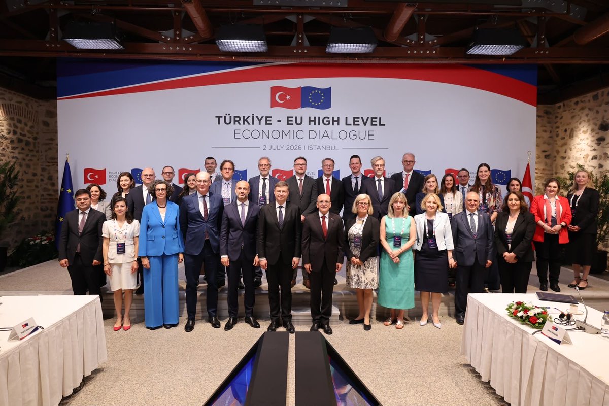 memetsimsek's tweet photo. Today, we hosted EU Commissioner Dombrovskis @VDombrovskis and our EU partners in İstanbul for the Türkiye-EU High Level Economic Dialogue.

A few key takeaways:

1. EU membership remains Türkiye's strategic objective.

2. Our partnership is already strong. Bilateral trade reached a record $233 billion last year, while two-way investment has exceeded $200 billion since 2003. We are not just trading partners. We are part of the same value chains.

3. At a time of geopolitical uncertainty, supply chain reconfiguration and intensifying global competition, closer economic integration between Türkiye and the EU matters more than ever.

4. We face the same challenges: restoring competitiveness, reducing strategic dependencies, strengthening energy security, and boosting productivity through innovation and AI.

5. Türkiye has a lot to contribute to Europe's competitiveness agenda, from new trade, energy and transport corridors to critical minerals, defense industry cooperation and reconstruction capacity. Together, these can help make Europe more resilient and more competitive.

6. In a more fragmented world, we should invest in greater integration. That is why modernizing the Customs Union is a strategic priority. Expanding it to cover services, agriculture, public procurement and digital trade could unlock around €400 billion in additional trade potential.

7. We also welcomed the proposed Industrial Accelerator Act, particularly the recognition of products manufactured in Türkiye as equivalent to those originating in the European Union. At the same time, we highlighted the need to address the remaining uncertainties, especially in the automotive sector.

8. Türkiye will also introduce amendments to its Public Procurement Law to ensure reciprocal equal treatment for EU firms in our public procurement market, further strengthening the legal foundation of our economic partnership.

9. We are also taking an important step on financial integration. Türkiye has submitted its Letter of Intent to join SEPA, the Single Euro Payments Area. Once completed, SEPA membership will make cross border payments faster, cheaper and safer for businesses and citizens on both sides.

10. We also met with the EIB, EBRD and CEB, as well as business leaders from both Türkiye and the EU through the High Level Business Dialogue. Public funding alone cannot meet tomorrow's investment needs. Mobilizing private capital at scale will be essential, and the private sector will remain at the center of this partnership.

A stable, predictable, and competitive business environment remains a key priority, supporting continued investment, production, and sustainable economic growth in Türkiye.

Stronger together. 🇹🇷🇪🇺