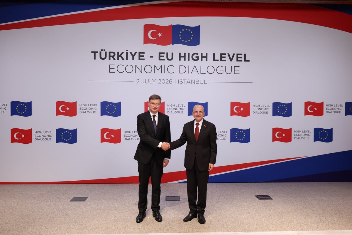 memetsimsek's tweet photo. Today, we hosted EU Commissioner Dombrovskis @VDombrovskis and our EU partners in İstanbul for the Türkiye-EU High Level Economic Dialogue.

A few key takeaways:

1. EU membership remains Türkiye's strategic objective.

2. Our partnership is already strong. Bilateral trade reached a record $233 billion last year, while two-way investment has exceeded $200 billion since 2003. We are not just trading partners. We are part of the same value chains.

3. At a time of geopolitical uncertainty, supply chain reconfiguration and intensifying global competition, closer economic integration between Türkiye and the EU matters more than ever.

4. We face the same challenges: restoring competitiveness, reducing strategic dependencies, strengthening energy security, and boosting productivity through innovation and AI.

5. Türkiye has a lot to contribute to Europe's competitiveness agenda, from new trade, energy and transport corridors to critical minerals, defense industry cooperation and reconstruction capacity. Together, these can help make Europe more resilient and more competitive.

6. In a more fragmented world, we should invest in greater integration. That is why modernizing the Customs Union is a strategic priority. Expanding it to cover services, agriculture, public procurement and digital trade could unlock around €400 billion in additional trade potential.

7. We also welcomed the proposed Industrial Accelerator Act, particularly the recognition of products manufactured in Türkiye as equivalent to those originating in the European Union. At the same time, we highlighted the need to address the remaining uncertainties, especially in the automotive sector.

8. Türkiye will also introduce amendments to its Public Procurement Law to ensure reciprocal equal treatment for EU firms in our public procurement market, further strengthening the legal foundation of our economic partnership.

9. We are also taking an important step on financial integration. Türkiye has submitted its Letter of Intent to join SEPA, the Single Euro Payments Area. Once completed, SEPA membership will make cross border payments faster, cheaper and safer for businesses and citizens on both sides.

10. We also met with the EIB, EBRD and CEB, as well as business leaders from both Türkiye and the EU through the High Level Business Dialogue. Public funding alone cannot meet tomorrow's investment needs. Mobilizing private capital at scale will be essential, and the private sector will remain at the center of this partnership.

A stable, predictable, and competitive business environment remains a key priority, supporting continued investment, production, and sustainable economic growth in Türkiye.

Stronger together. 🇹🇷🇪🇺