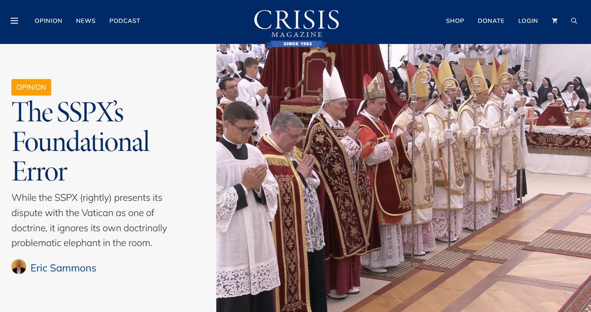 DrKwasniewski's tweet photo. I have said all along that I am not taking a public stance against or in favor of the SSPX, and that remains true. As a result, fire-breathing opponents of the Society, some of whom (I am ashamed to say) even rejoice in today’s excommunications, will no doubt write me off as a duplicitous agent, while adamant defenders of it may call me a coward or a half-hearted defender of tradition. And so on. I’ve heard it all before. 

But it’s not fundamentally about attitudes, it’s about theology. As a philosopher and theologian, I can make convincing arguments on both sides all day long. 

The one side takes as its first principle that communion in the Church requires, above all else and before all else, union with and submission to the pope of Rome; and therefore absolutely nothing could ever “compete,” as it were, with this good. It is the “summum bonum” as far as the Church on earth is concerned; one may never, in any circumstance whatsoever, defy church authority.

The other side takes as its first principle “salus animarum suprema lex” (the health, welfare, salvation of souls is the highest law)—a law, they argue, which can, in peculiar circumstances, suspend or modify the usual rights of the Church hierarchy, which has as its raison d'être bringing souls the goods they need and deserve (the pope as “servus servorum Dei”; another way of putting it is that authority loses its binding force when it threatens or undermines the common good).

Obviously, this is a mere sketch of the two sides, and whole books have been written from and for the one or the other perspective. (I have contributed to this literature with several books, among them "True Obedience in the Church: A Guide to Discernment in Challenging Times" and “Bound by Truth: Authority, Obedience, Tradition, and the Common Good.")

If you think the one or the other position is obviously, self-evidently, exceptionlessly correct—a “no brainer”—then I believe you might be a simpleton. You might be deceiving yourself if you have no moment of hesitation or doubt, no sympathy that might tug you toward the opposite point of view. That is why I consider this moment to be especially tragic: it causes division not only within the Church at large, but also within the breast of every educated and attentive Catholic, in whom the tension between tradition and authority is like a perpetual tug of war. *It should not be this way* and that itself is a sign of the depth of our crisis.

So much is being written about these things that one can feel overwhelmed, like a swimmer drowning in a stormy ocean. For this reason, I would like to present two essays that seem to me to convey effectively the two positions sketched above: one, against the SSPX, by Eric Sammons; the other, by Kennedy Hall, in favor of it (links below). 

I defy anyone to read these carefully and then to say, of either one, “It’s worthless, he has no case to make, it’s a closed book—just obey! (or: just shake the dust off your feet!).” I don’t think anyone, not a single person, has a slam-dunk case at this moment. To be completely honest and transparent, THAT is why I don’t come down more definitively on these questions. My conscience would not allow me to do so, and I’m enough of a disciple of St. Thomas Aquinas and St. John Henry Newman to know that I cannot act against my conscience.

No one, at any rate, could call into question my devotion and dedication to liturgical tradition, which I consider the single most important issue facing the Latin Church—yes, in a way, even greater than doctrinal issues. After all, in the very diverse world of Catholic traditionalism, the traditional Roman Rite is perhaps the one and only thing on which every type of traditionalist agrees. It has at least a pragmatic priority as a non-negotiable pastoral good. Regardless of how much the SSPX may insist on “doctrine” as its principal focus, the TLM is inseparable from its overall case (can you imagine an SSPX with the Novus Ordo?). 

And that is why, as long as ‘Traditionis Custodes’ remains on the books and bishops are allowed to destroy TLM communities with impunity, there will be no prospect of peace on the horizon, and the Society will continue to expand. The key to overcoming this purported schism rests firmly in the hands of the Church hierarchy, which can end the liturgical (and doctrinal and moral) crisis whenever it truly desires to do so or even begins to desire to do so. That may still be a very long time.

“O God, the heathens are come into thy inheritance, they have defiled thy holy temple… We are become a reproach to our neighbours: a scorn and derision to them that are round about us. How long, O Lord, wilt thou be angry for ever: shall thy zeal be kindled like a fire?... Remember not our former iniquities: let thy mercies speedily prevent us, for we are become exceeding poor. Help us, O God, our saviour: and for the glory of thy name, O Lord, deliver us: and forgive us our sins for thy name's sake… Let the sighing of the prisoners come in before thee.” Psalm 79 (DR)

Eric Sammons:
https://t.co/wWcVCTwLnV

Kennedy Hall:
https://t.co/JmOtjliVEi

"True Obedience in the Church"
https://t.co/iLcc6v2d8f

"Bound by Truth"
https://t.co/x9JNdzvZRh