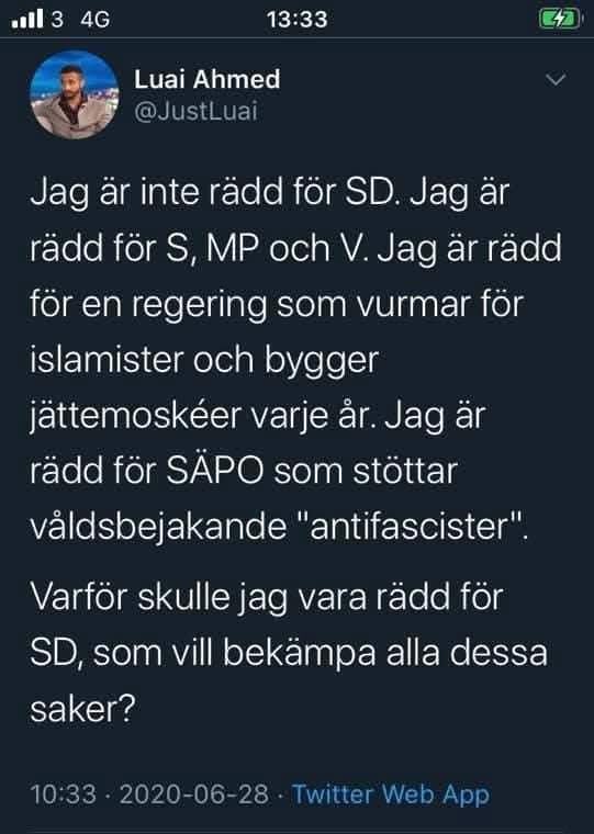 nordal_lars's tweet photo. S, MP och V är bara ute efter nya röda röster. Oavsett vem som skadas. https://t.co/tPo2oUi2nk