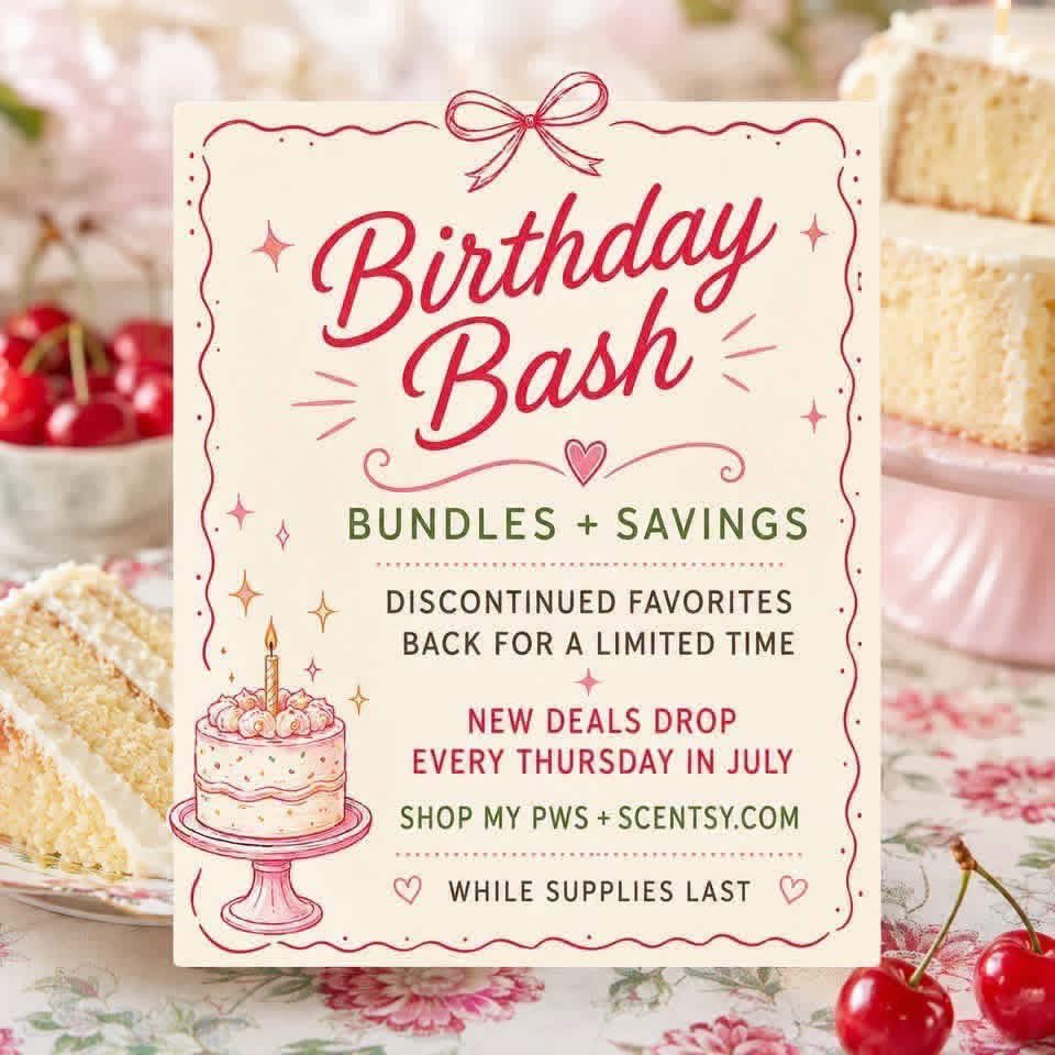 JuliaSmajdek's tweet photo. Celebrate Scentsy turning 2️⃣2️⃣
Birthday Bash starts Thursday, July 2 @ 1:00 p.m. EST ➡️ Aug. 5.

🦩New deals every Thurs.
🦩Bundles + extra savings
🦩Discontinued favorites are back
🦩Shop under Collections on my site https://t.co/PlWF7A3bt7

These can sell out, don’t wait https://t.co/RJQkiF049M