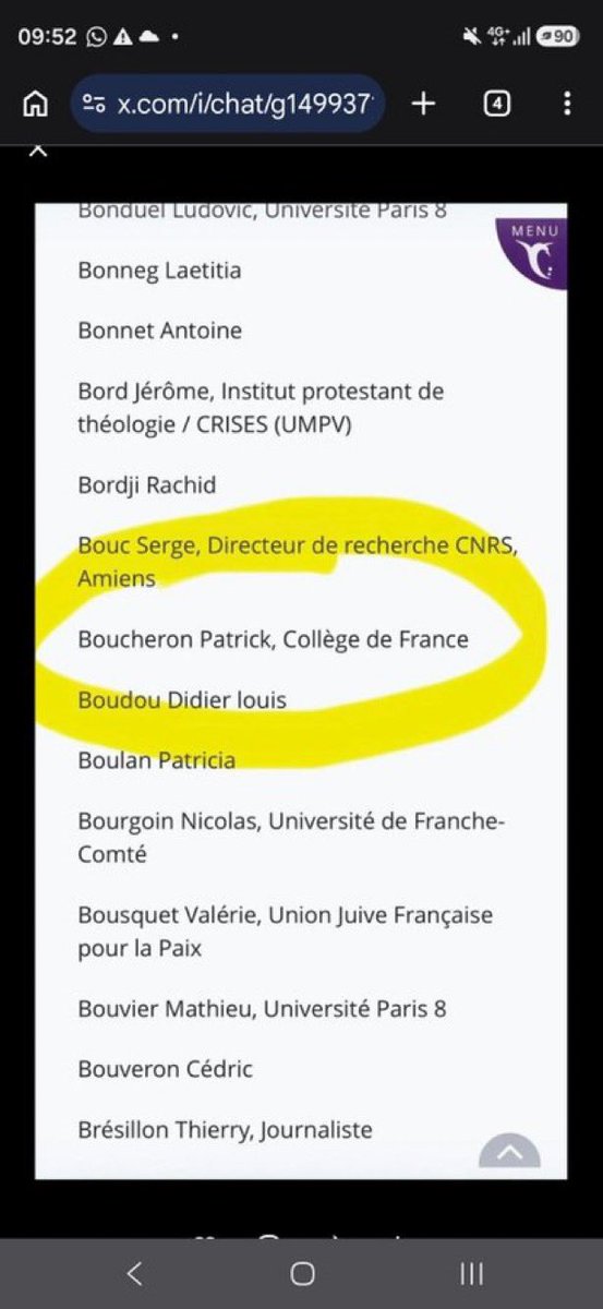 SwordOfSalomon's tweet photo. 🚨✍🏻 SCANDALE : Le mardi 23 juin, sur France Culture, Patrick Boucheron, professeur au Collège de France (@cdf1530), refusait de répondre à une question de @guillaumeerner sur l'explosion de l’antisémitisme en France, en lui lançant un méprisant : « On vous laisse parler tout seul. »

Hier, son nom apparaissait parmi les signataires de la tribune de soutien à l’antisémite multirécidiviste Julien Théry… avant de disparaître.

A-t-il réellement signé cette tribune scandaleuse, révélant ainsi sa véritable personne, avant de se rétracter par lâcheté ?  

(Source 📷 : @noemie_issan)