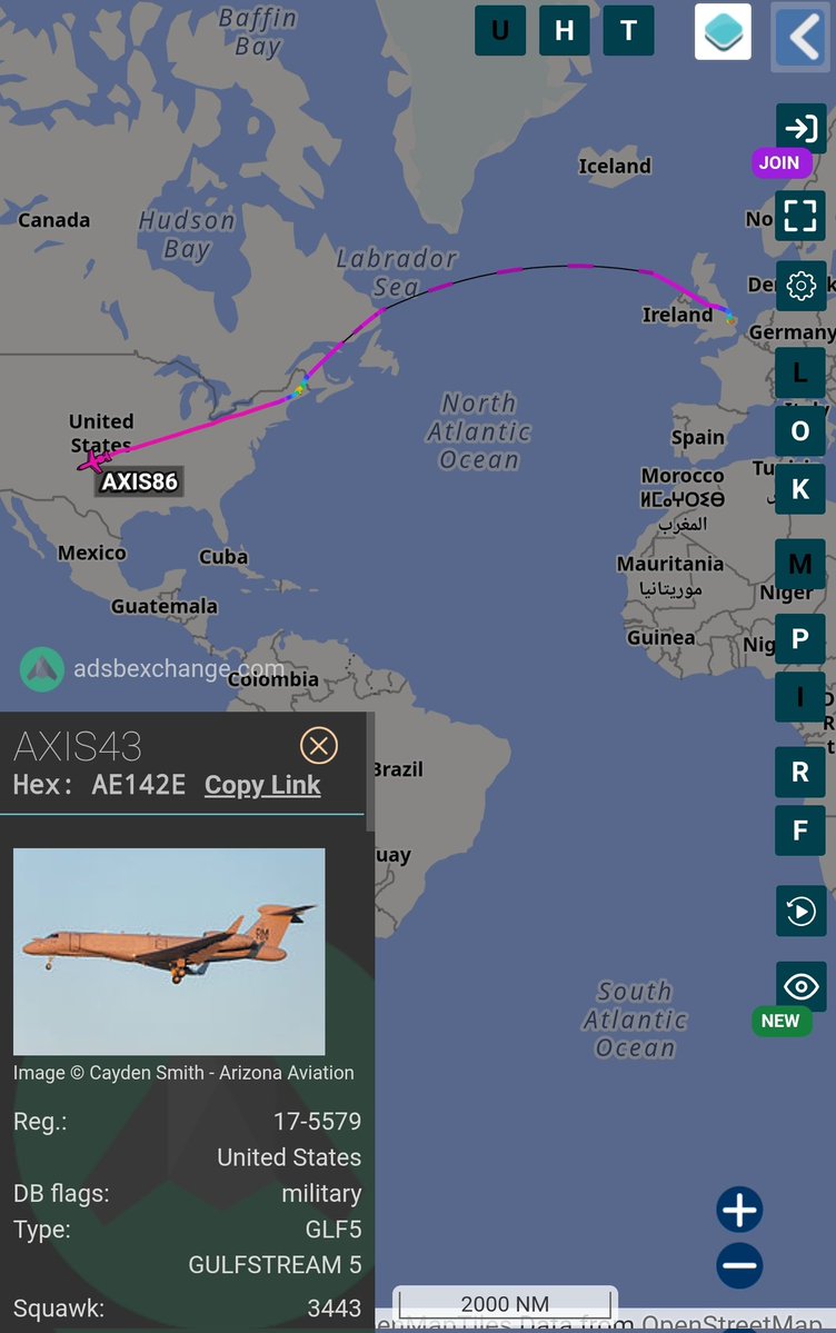 sipjack1776's tweet photo. Gulfstream EA-37B Compass Call II 2x
Returning to Davis-Monthan out of RAF Mildenhall via Bangor.
#AE142E/17-5579/AXIS43
#AE17CD/19-1587/AXIS86
@Borrowed7Time @steffanwatkins https://t.co/JASBpM5yjR