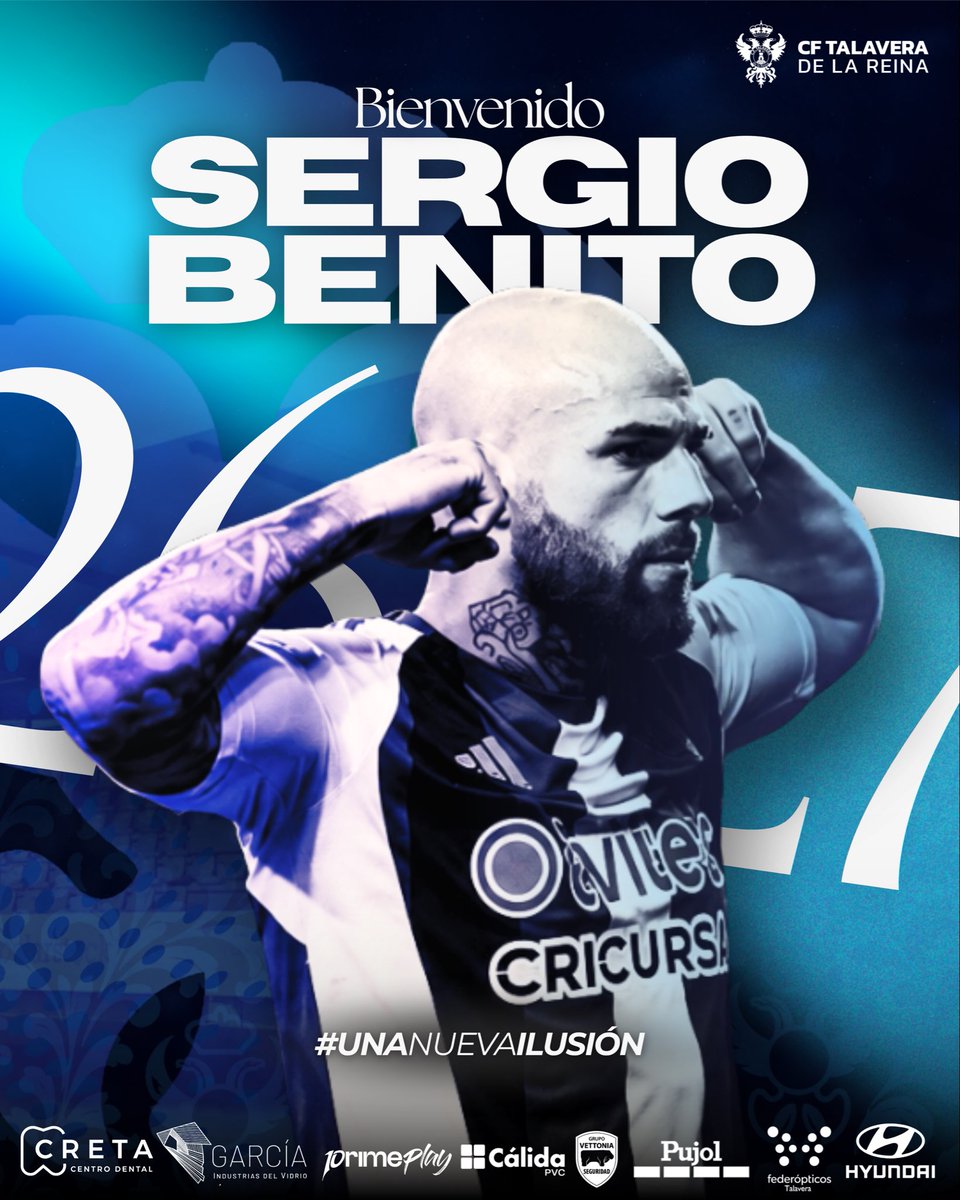 CFTalavera's tweet photo. 🎯 ¡𝑳𝒂 𝒑𝒐́𝒍𝒗𝒐𝒓𝒂 𝒍𝒍𝒆𝒈𝒂 𝒂 𝑻𝒂𝒍𝒂𝒗𝒆𝒓𝒂!

El club incorpora a Sergio Benito, un delantero con experiencia en Primera RFEF y recorrido en el fútbol nacional. Formado en la cantera del Atlético de Madrid y procedente del Ourense CF, llega para aportar trabajo, movilidad y gol a nuestro ataque.

Sabemos que estás preparado para afrontar este nuevo reto con la máxima ambición. 💪

¡Bienvenido a tu nueva casa, Sergio! 💙

Comienza una nueva historia.

#UnaNuevaIlusión #ForzaTala