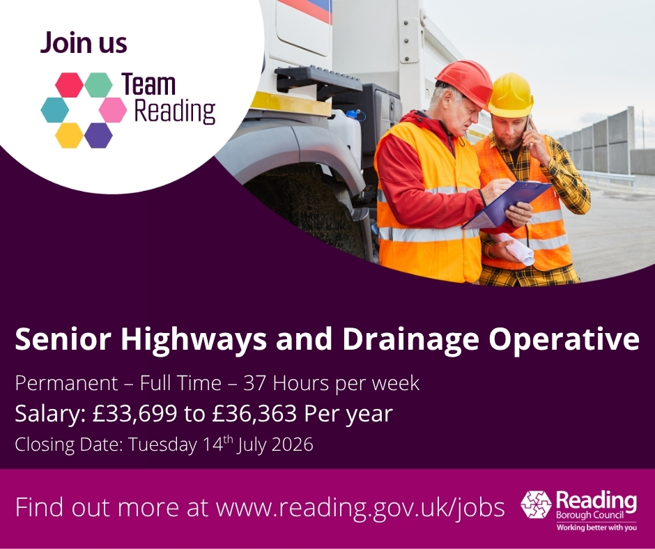 ReadingCouncil's tweet photo. We're Hiring: Senior Highways & Drainage Operative

We're looking for a Senior Highways & Drainage Operative to join our team and play a key role in delivering highway and drainage maintenance across the borough. This is a fantastic opportunity to combine your practical expertise with leadership responsibilities, supporting the day-to-day delivery of frontline services that make a real difference to our communities.

In this role, you'll:
- Lead and support operational teams carrying out highways and drainage works
- Coordinate and undertake repairs to roads, footways, drainage systems and street furniture
- Respond to emergencies including flooding, severe weather and highway defects
- Ensure work is completed safely, efficiently and to a high standard
- Support the training and development of colleagues and apprentices
- Assist with planning workloads, allocating resources and maintaining records
- Participate in standby and out-of-hours rotas as required

To apply: https://t.co/earKgV54U3