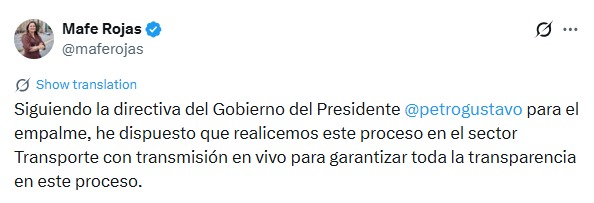 UltimaHoraCR's tweet photo. #TRANSPORTE La ministra, María Fernanda Rojas, confirmó que el empalme del sector Transporte se transmitirá en vivo "para garantizar toda la transparencia en este proceso". Vía @CaracolRadio https://t.co/cmx7kehVki