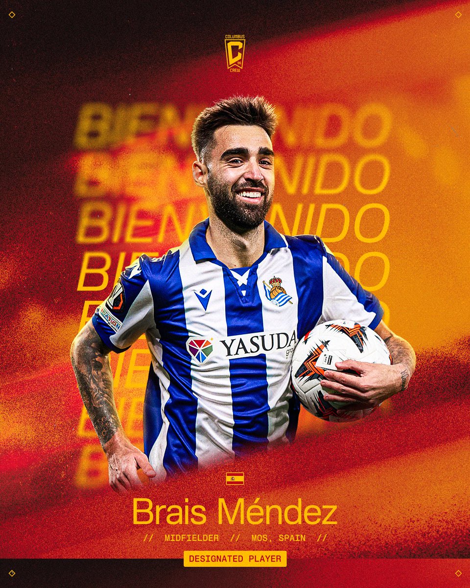 ColumbusCrew's tweet photo. Technical brilliance and game-breaking ability. Bienvenido al club, Brais Méndez ⚡️

The Columbus Crew have acquired Brais Méndez as a Designated Player from La Liga’s Real Sociedad.

📰: https://t.co/LMKoXqK2xu https://t.co/iOXJTZPM65
