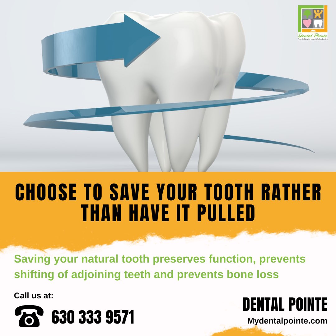 DentalPointe's tweet photo. Contrary to popular belief, saving a tooth is typically more affordable than extraction followed by tooth replacement options (like a dental implant or bridge). And your smile looks better too ! #dentalpointe #napervilledentist #auroradentist #warrenvilledentist #familydentist https://t.co/bxeXH8Umbc