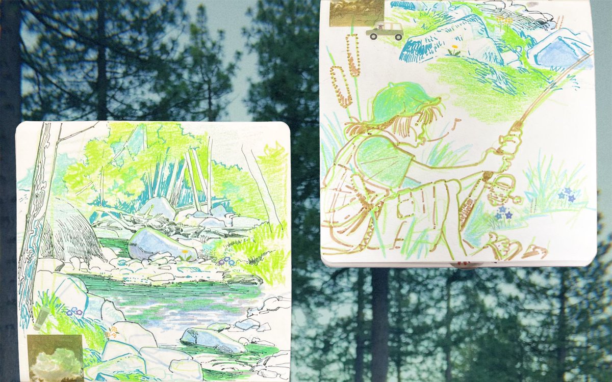 Spreads from recent camping adventures! 🏕️🎣🍳 