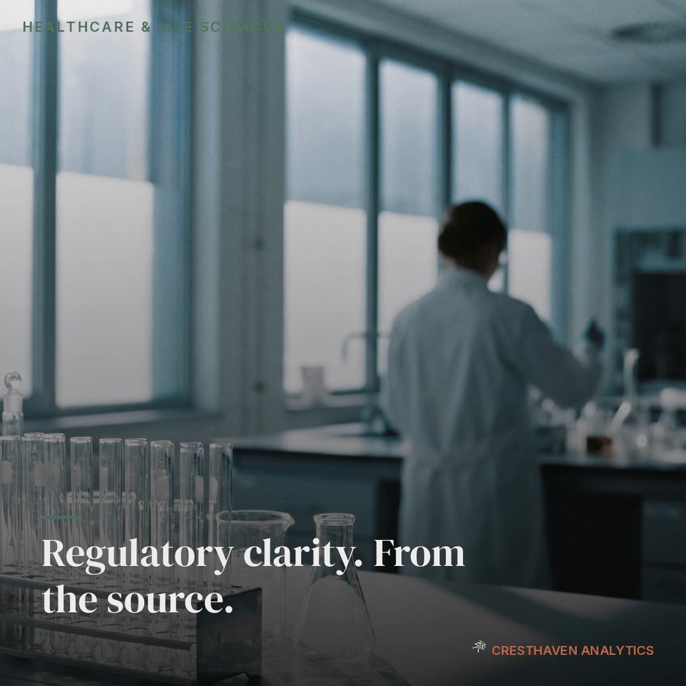 CresthavenAI's tweet photo. Trial designations, new-drug applications, and advisory outcomes are the regulatory milestones that matter most in life sciences. We make sure you see them clearly, with context and materiality, sourced. #RegTech #Compliance https://t.co/CF6OaEahV3