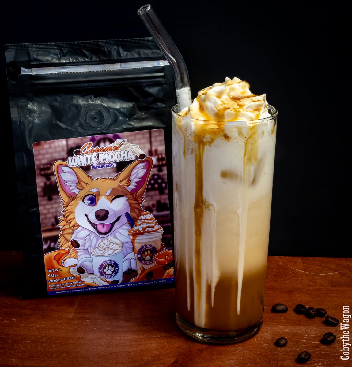 CobyWagon's tweet photo. Corgi Cafe Part 6: Pawprint Cream Soda

Creamy vanilla, caramel white mocha coffee syrup, sparkling soda, and a cloud of whipped cream finished with caramel drizzle.

Made with the @DragonRoast × @BuildAFur  Caramel White Mocha Roast.

#furry #coffee #drinkphotography https://t.co/OFosFFAhWd
