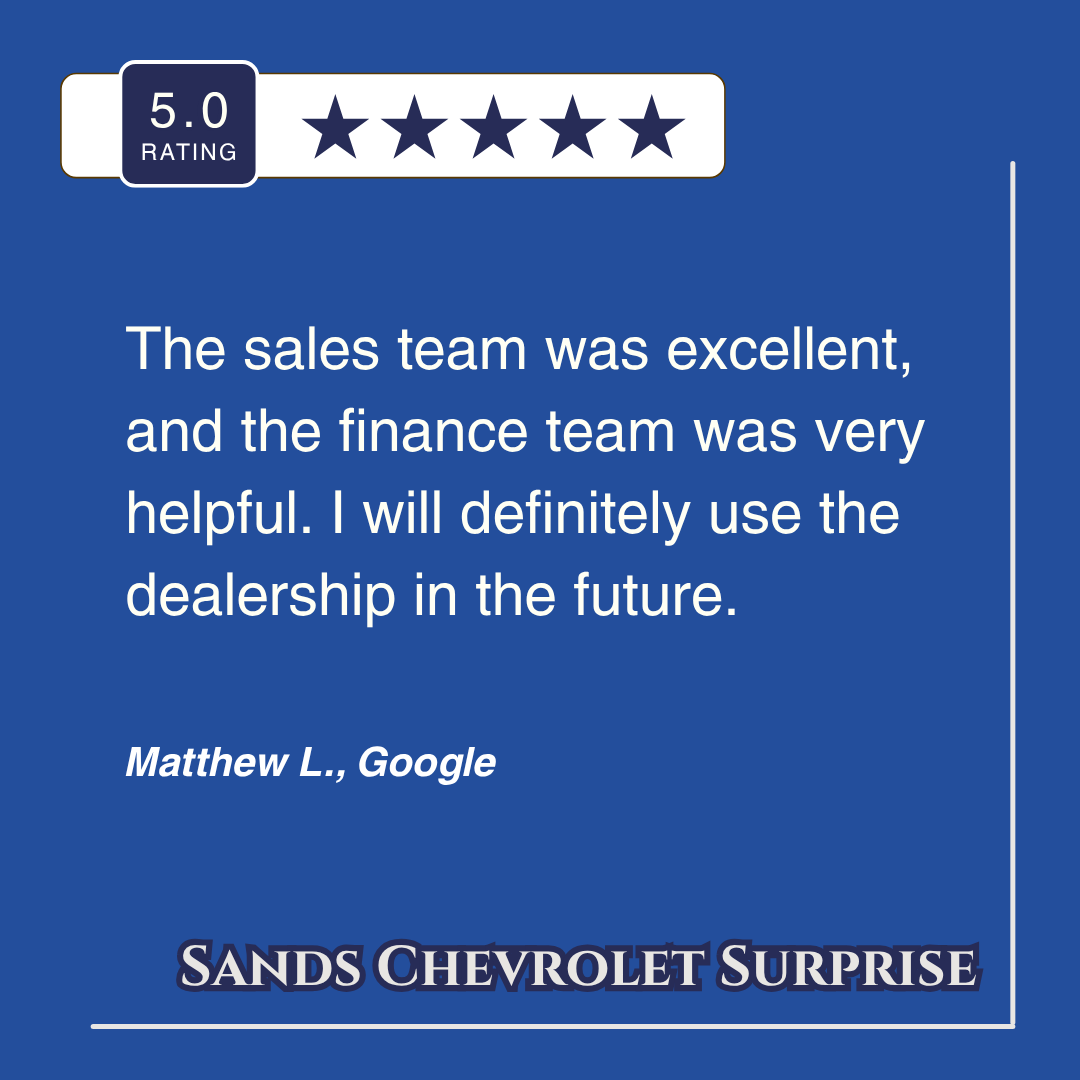SandsInSurprise's tweet photo. Matthew, thank you for your kind review! Your confidence in returning to our dealership means a great deal to us. We appreciate your business and look forward to serving you again in the future! https://t.co/oTS1AKnqvh