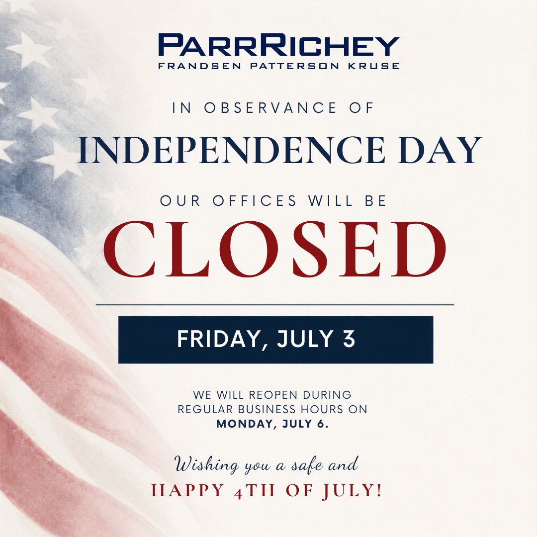 ParrRichey's tweet photo. As we celebrate Independence Day and 250 years of our nation's history, we wish everyone a safe and enjoyable holiday weekend.

Our offices will be closed Friday, July 3, and will reopen Monday, July 6.

Happy Fourth of July!

#IndependenceDay #America250 #ParrRichey https://t.co/e20lGS98mR