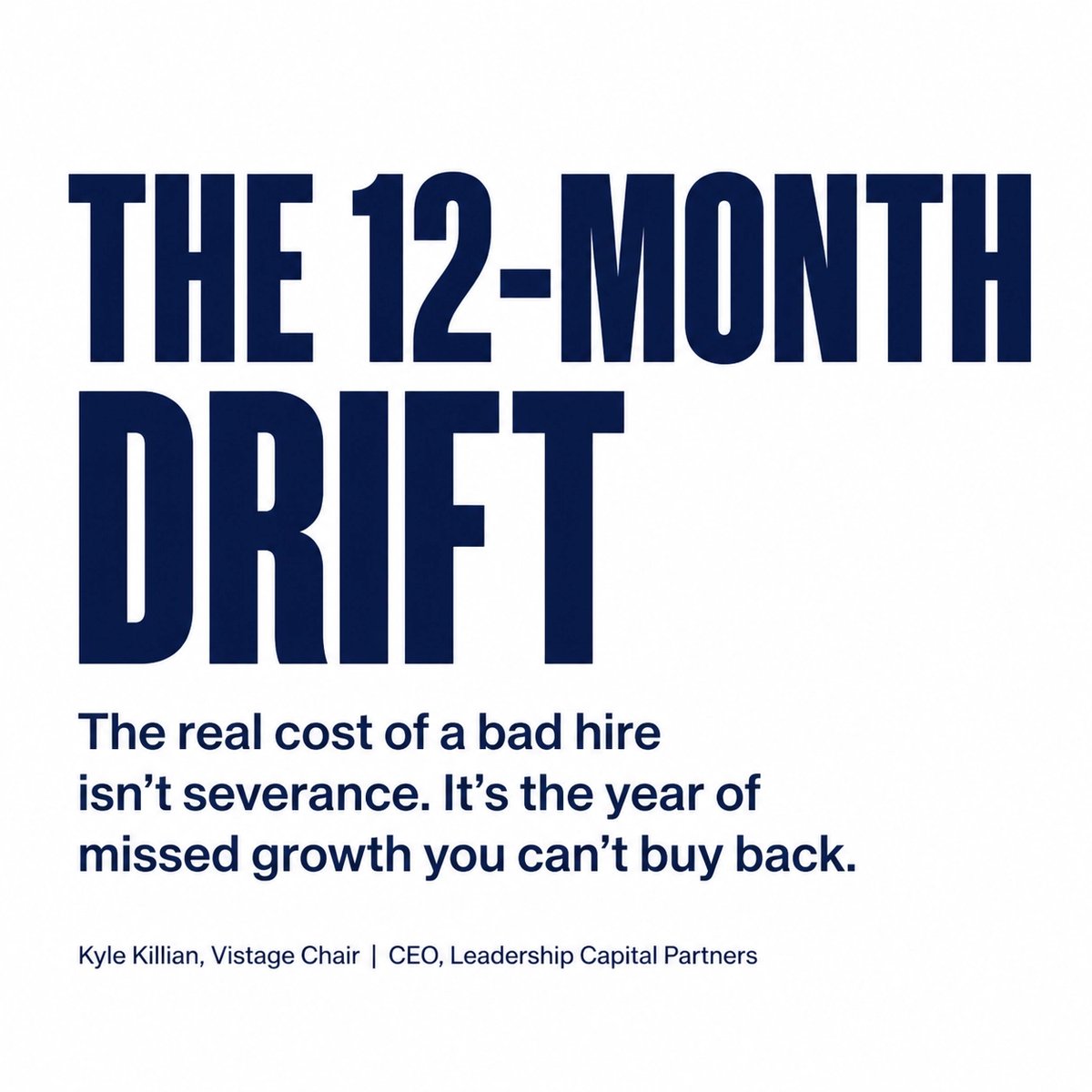 Kylegkillian's tweet photo. A bad hire costs more than severance. It’s 12 months of strategic drift and cultural rot you can’t buy back.

Hire for trajectory, not comfort.

Kyle Killian
Vistage Chair | CEO, Leadership Capital Partners

#Leadership #Vistage #CEOPeerGroup #CEO https://t.co/GcSzIi7mqe