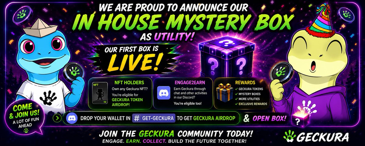 Geckura's tweet photo. 🎉 Geckura Mystery Box Launch Tomorrow! 🦎

To celebrate our Geckura Mystery Box launch tomorrow

drop Solana wallet in the comments below👇

We’ll randomly airdrop Geckura Tokens to selected participants

❤️ Like • 🔁 Repost • 💬 Comment your wallet

Good luck, Geckura fam! 🚀 https://t.co/KdhX1yOH7c