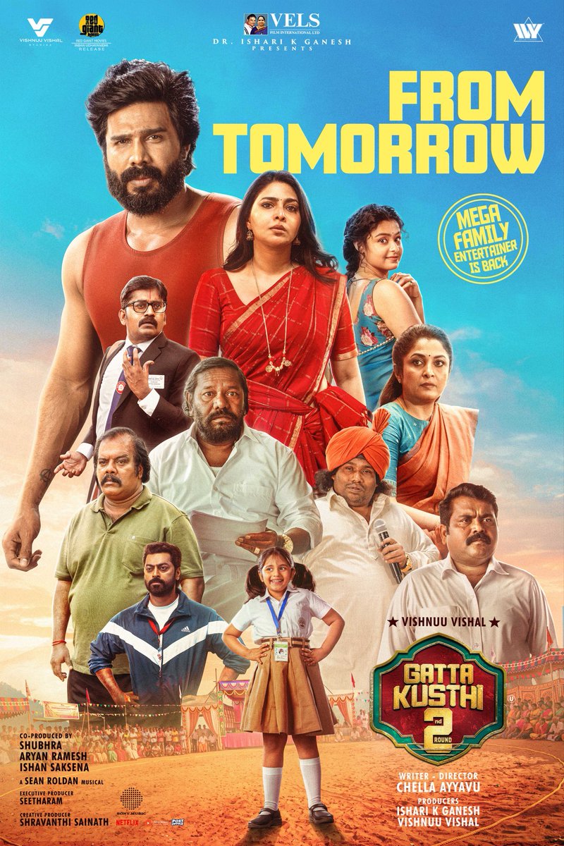Dhananjayang's tweet photo. #Gattakusthi2 is super fun & a well made family entertainer. An uneducated husband, a wrestler wife, their kid and their struggles to be together is beautifully put together by Dir. #ChellaAyyavu. A simple yet heartwarming film which every family will enjoy. Go out & watch in theaters. I enjoyed watching 👍💐 

Congrats & best wishes to @ChellaAyyavu  @TheVishnuVishal #AishwaryaLekshmi @VVStudioz @VelsFilmIntl & Team 💪