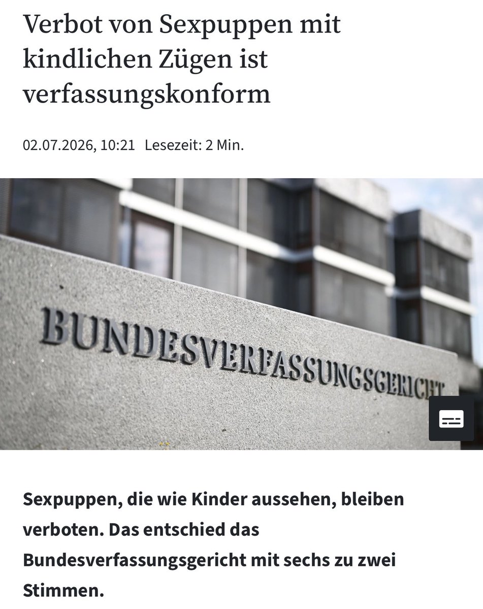 missdelein2's tweet photo. Es gibt sie noch, die GUTEN NACHRICHTEN:

Die Beschwerdeführer sahen sich doch tatsächlich “in ihrem allgemeinen Persönlichkeitsrecht in Gestalt des Rechts auf sexuelle Selbstbestimmung verletzt.”🤮 https://t.co/6RPqclPqgq