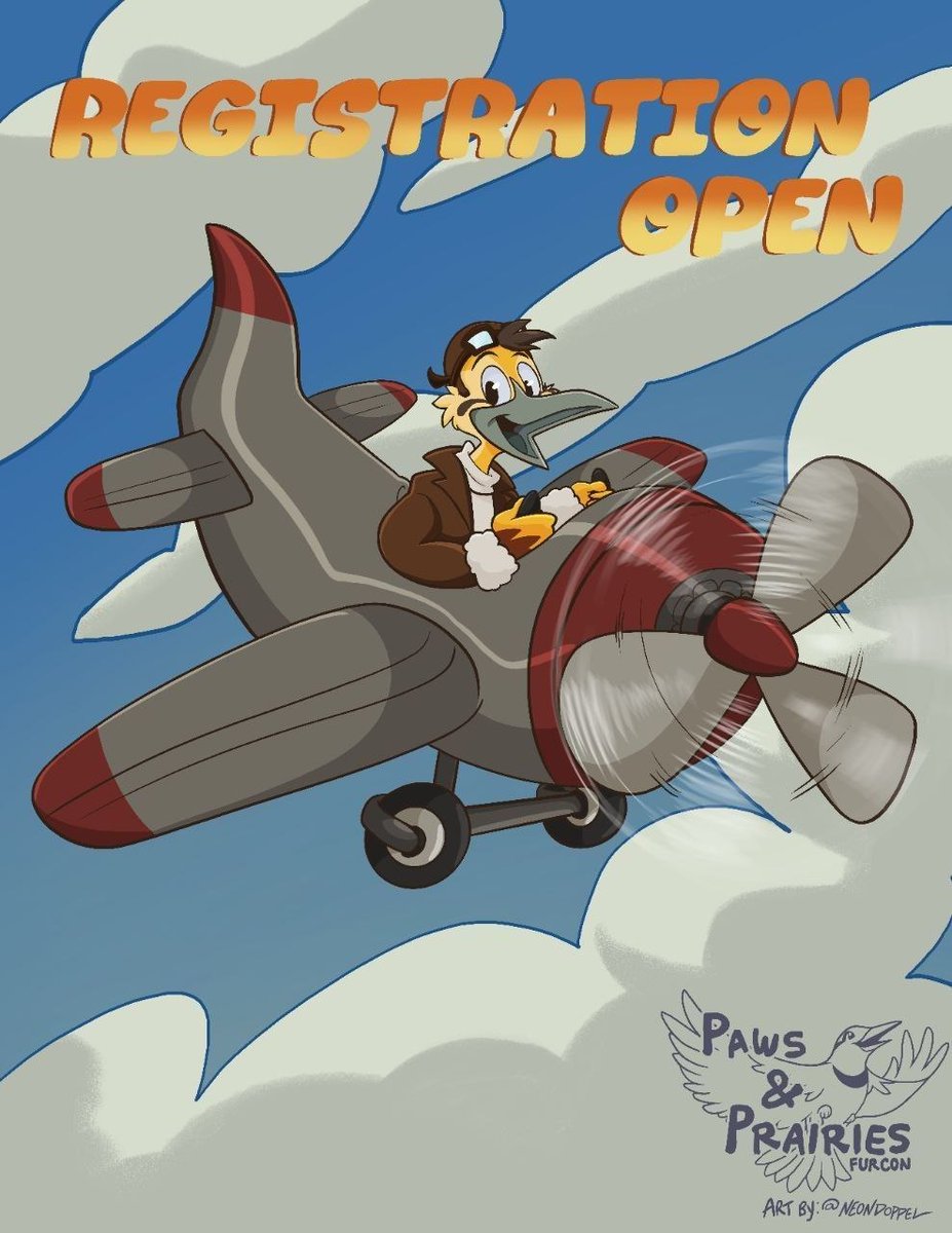 PawsNPrairies's tweet photo. Flying on In!

Pre-Registration is now open!

https://t.co/AsH9nib52a

Ya know what they say, early bird gets the worm! So, register while we have our early bird discount! 

Please email registration@pawsandprairies.com if you have any issues!

Art by Neondoppel

#furryconvention https://t.co/0NN9DxJ35R
