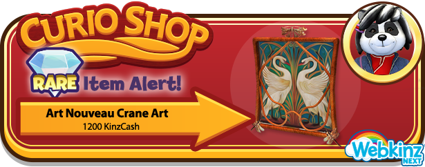 webkinz's tweet photo. #NextRareItemAlert! Visit the Webkinz Next Curio Shop from now until 4pm EST for the Art Nouveau Crane Art. https://t.co/E2MffYwIWH