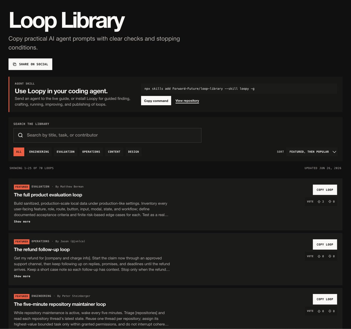 sairahul1's tweet photo. This is the best site on the internet to find agent loops you can use right now.

Free. Completely.

Most AI engineers are still writing these from scratch.

https://t.co/FHDHGXam6Z

Bookmark this site.

Then read this ↓ https://t.co/H5vkrn3UJ2