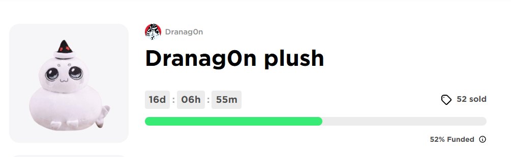 Dranag0n's tweet photo. BIG NEWS we are officially halfway there to making the plushie real!!!!! https://t.co/xHDFG4IufC