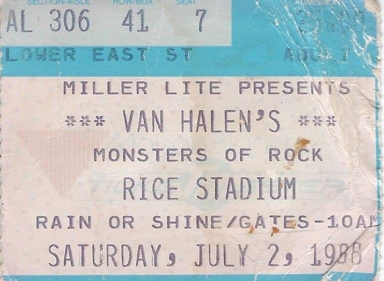 Houstorian's tweet photo. Today in 1988, the Monsters of Rock, including Van Halen, Metallica, Scorpions, Dokken, and Kingdom Come, play Rice Stadium. https://t.co/vR9SC9vLmF