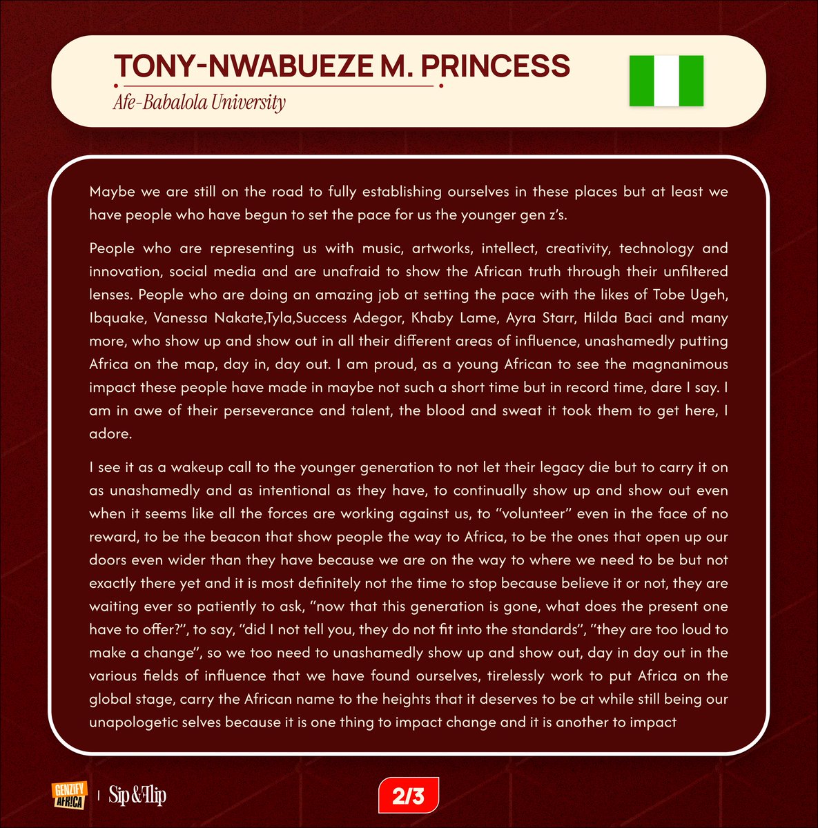 genzifyafrica's tweet photo. 5. Tony-Nwabueze M. Princess — Afe Babalola University 🇳🇬 https://t.co/nxPqEDHSoy