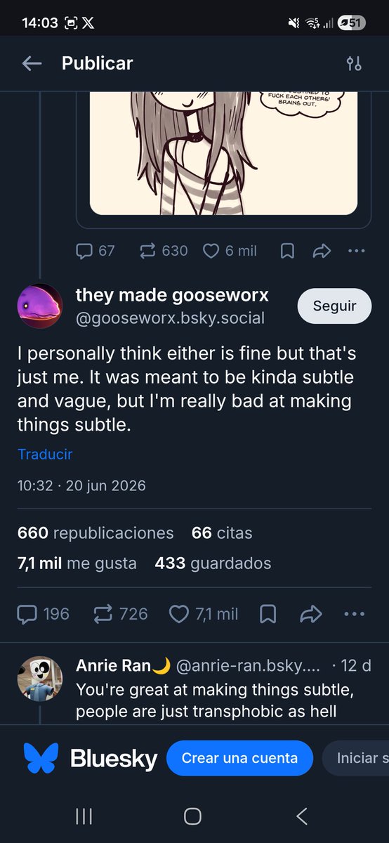 AngryDate's tweet photo. @reerttrr3 @yoshy_draws @gatito_patr Goose not only did answer the pronouns question herself, in the screenshot I showed you first, she called Jax a SHE, so we're back to "The author confirmed it". https://t.co/BvGYMhYATi