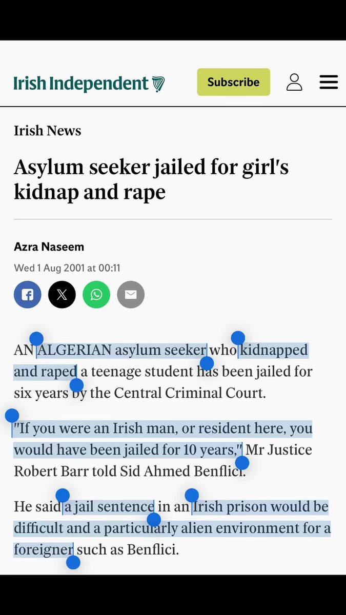 ps_padraig's tweet photo. 🇮🇪 Fact-checking the fact-checkers AGAIN! Irish MSM attempted to "debunk" migrants receiving shorter sentences than natives, but a judge stated to an algerian asylum seeker, who was jailed for raping a girl "If you were an Irishman, you would have been jailed for 10 years." https://t.co/WKTfVjkZTP