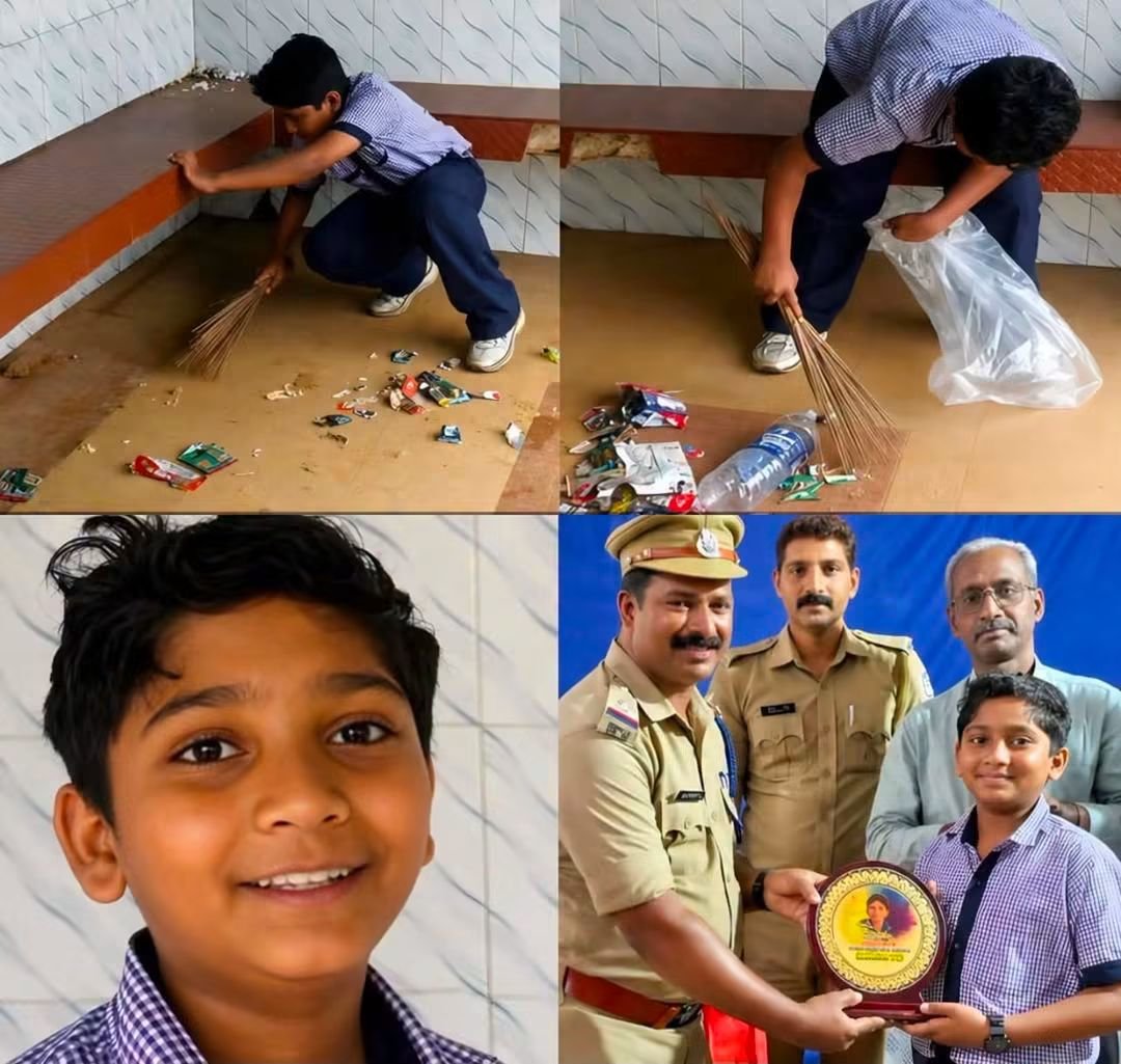 selvachidambara's tweet photo. கைத்தட்டலை அள்ளிய 7-ஆம் வகுப்பு மாணவன்; பேருந்து நிறுத்தத்தை சுத்தம் செய்த ஃபவாஸ் அனைவருக்கும் ஒரு முன்மாதிரி! 😍👏

இப்படிப்பட்ட நல்ல செய்திகள்தான் அதிகமான மக்களிடம் சென்றடைய வேண்டும். “நாடு சுத்தமாக இருக்க வேண்டும்” என்று வெறும் பேச்சில் மட்டுமல்லாமல், தனது செயலால் அதைக் காட்டியிருக்கிறார்.கேரளா வயநாட்டைச் சேர்ந்த ஒரு சிறுவன். மானந்தவாடி செயின்ட் ஜோசப் டி.டி.ஐ. பள்ளியில் 7-ஆம் வகுப்பு படிக்கும் ஃபவாஸ்தான் தற்போது சமூக வலைதளங்களில் பாராட்டுகளை குவித்து வருகிறார். ❤️

சமீபத்தில் பள்ளி முடிந்து வீட்டிற்குச் செல்ல பேருந்து நிறுத்தத்தில் ஃபவாஸ் காத்திருந்தார். அப்போது அங்கு சிதறிக் கிடந்த பிளாஸ்டிக் பைகள் மற்றும் பிற குப்பைகளை அவர் கவனித்தார். பேருந்து வர இன்னும் சிறிது நேரம் இருப்பதை உணர்ந்த அவர், தயங்காமல் அங்கிருந்த ஒரு துடைப்பத்தை எடுத்து பேருந்து நிறுத்தம் முழுவதையும் சுத்தம் செய்யத் தொடங்கினார். 🧹✨

அருகில் பணியில் இருந்த காவல்துறை அதிகாரிகள் இந்த அழகான செயலைக் கண்டு மகிழ்ந்தனர். அவர்களில் ஒருவர் அதை தனது மொபைல் போனில் பதிவு செய்து சமூக வலைதளங்களில் பகிர்ந்ததும், அந்த வீடியோ வைரலானது. பின்னர் காவல்துறை அதிகாரிகள் பள்ளிக்கே சென்று ஃபவாஸை நேரில் பாராட்டி வாழ்த்தினர். 👮‍♂️👏

ஃபவாஸ் செய்த இந்த நற்செயல் பள்ளி நிர்வாகத்தையும் ஊக்கப்படுத்தியுள்ளது. இனிமேல் அந்த பேருந்து நிறுத்தத்தை பள்ளியின் சார்பிலேயே தொடர்ந்து சுத்தமாக பராமரிக்க முடிவு செய்யப்பட்டுள்ளதாக தெரிவிக்கப்பட்டுள்ளது.

சிறு வயதிலேயே சமூகப் பொறுப்புணர்வுடன் நடந்துகொண்ட ஃபவாஸுக்கும், அவரை நல்ல பண்புகளுடன் வளர்த்த பெற்றோருக்கும் நம்முடைய மனமார்ந்த பாராட்டுகளும் ஒரு பெரிய சல்யூட்டும்! 🙌❤️