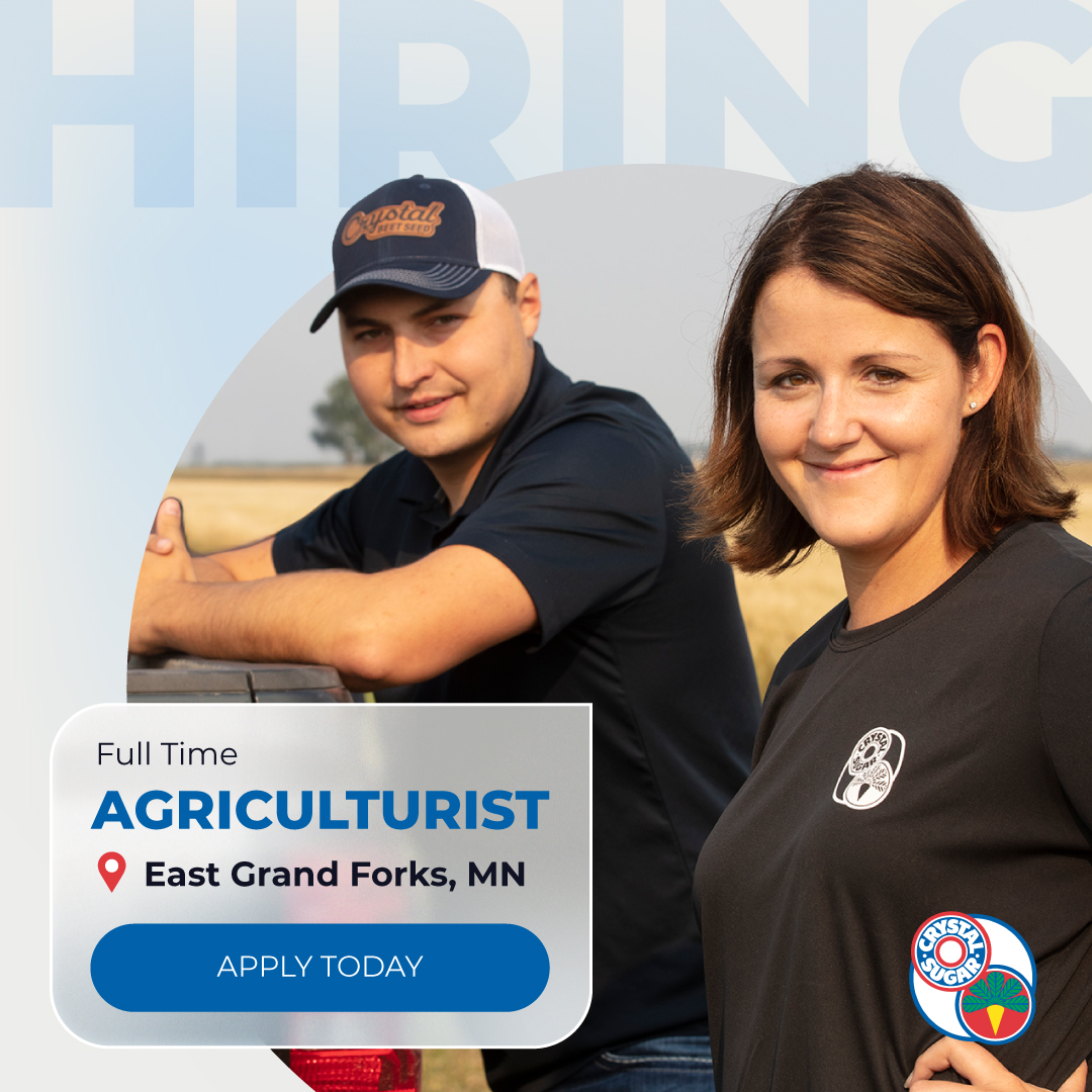 CrystalSugarCo's tweet photo. We're hiring! American Crystal Sugar Company is looking for an Agriculturist to serve growers in our #EastGrandForksFactory District. Great pay, sweet benefits, and a career supporting the growers who fuel the Red River Valley. Apply today: https://t.co/hv6hmd9XbR https://t.co/47iO4z2Md3