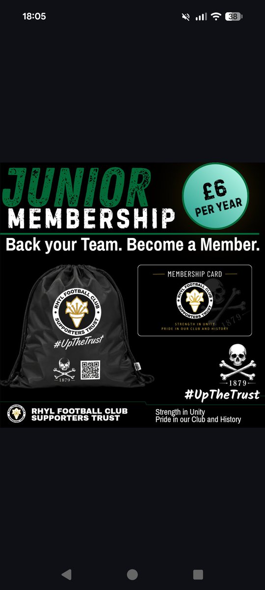 RhylFCST's tweet photo. 🌟 Junior Membership 🌟

For just £6 per season (50p a month), young supporters can become part of the RFCST family! 🖤🤍

🪪 Membership Card
🎒 RFCST Gym Sack

Today's fans are tomorrow's players, volunteers &amp; lifelong supporters.

Join: https://t.co/Rg98M1NzzJ

#UpTheTrust https://t.co/mfzvXrUeZZ