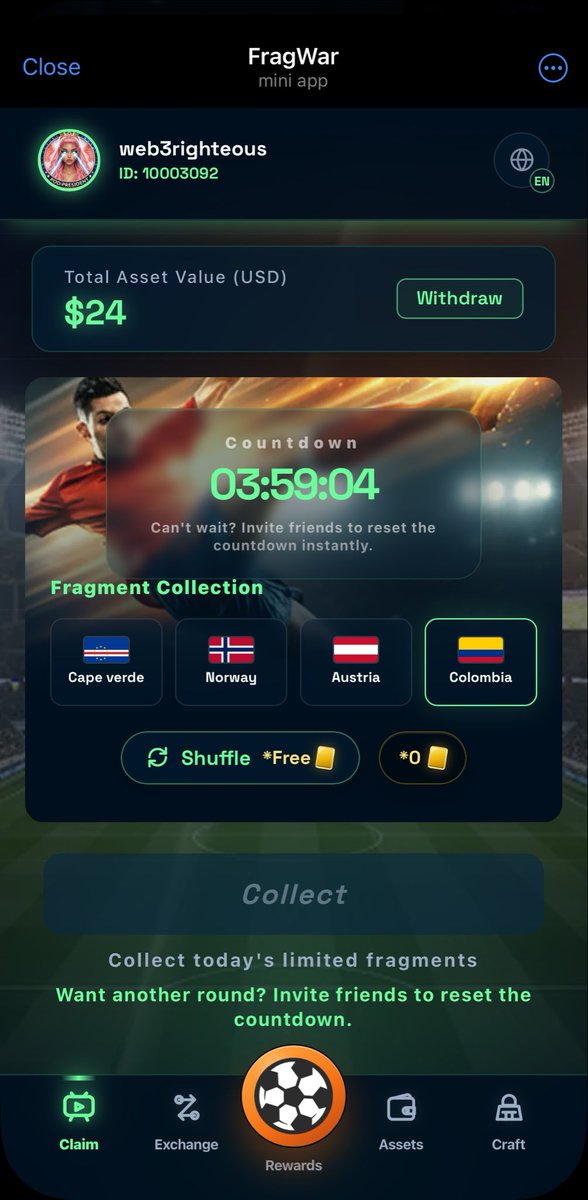 web3righteous's tweet photo. FREE $50 ALPHA 🚨

i just found this telegram mini app that’s rewarding early users.

you earn by collecting country fragments, and once you complete a set, you can exchange them for, BNB, ETH or other crypto.

how to get started:

➝ join: https://t.co/E9JFLrdeUL

➝ go to Claim and grab your free $10 first

➝ head to Rewards and complete all available tasks

➝ claim your daily rewards and event rewards

➝ invite friends to earn more fragments and speed up your progress

i’m already collecting fragments and building toward my first ETH redemption. 👀

withdrawal confirmed 
get in now 💨💨💨💨
