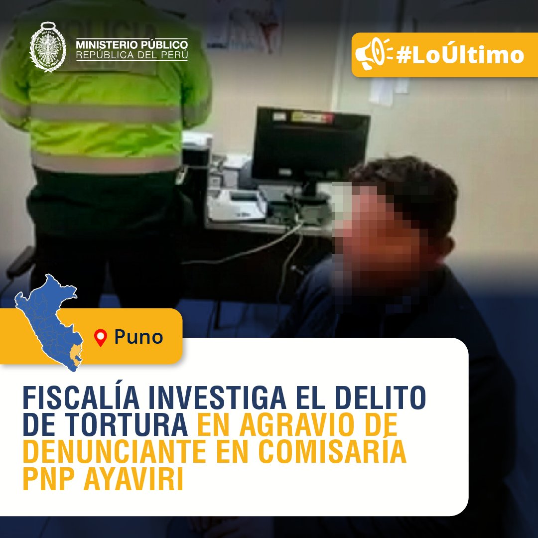 FiscaliaPeru's tweet photo. 🚨 #LoÚltimo | Segunda Fiscalía Supraprovincial Especializada en Derechos Humanos y contra el Terrorismo de Puno realiza diligencias preliminares contra los que resulten responsables del delito de tortura en agravio de Danilo Vargas, quien habría sido detenido irregularmente y agredido por agentes de la Policía Nacional cuando iba a interponer una denuncia en la Comisaría PNP Ayaviri.

✅ El fiscal provincial Víctor Daniel Castillo Revilla viene recabando documentación de la dependencia policial como el registro de ingreso de detenidos y  las actas de intervención. También ha tomado la declaración de la víctima y dispuso que se interrogue a los testigos, visualizar los registros fílmicos de las cámaras de videovigilancia de la zona, la aplicación del Protocolo de Estambul (evaluación con estándares internacionales para casos de tortura), entre otras diligencias urgentes para esclarecer los hechos.