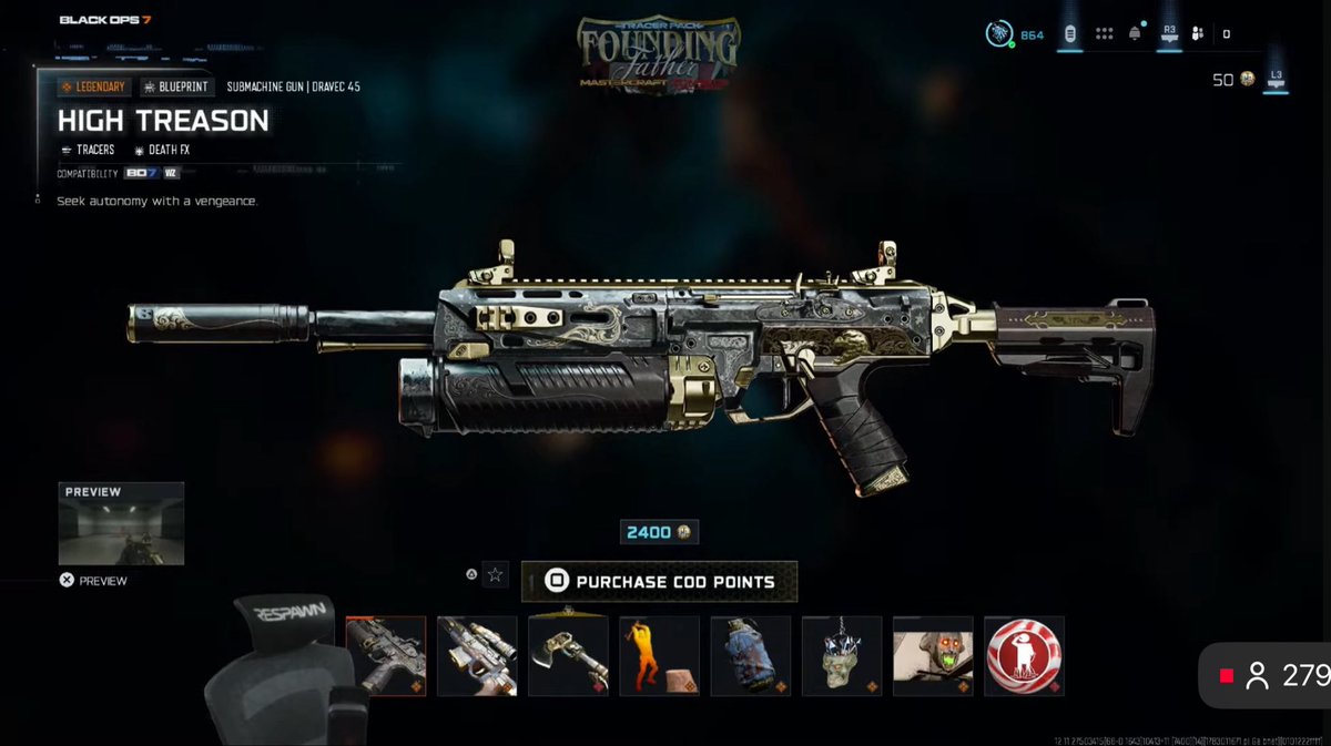 DETONATEDcom's tweet photo. NEW ���4th of July - Dempsey’ Bundle in Black Ops 7 Now Available 🇺🇸 

💥 The ‘Founding Fathers’ Bundle features the ‘Gorefather’ Operator Skin &amp; 3 Blueprints — for 2400 COD Points https://t.co/eM0qfpojL7