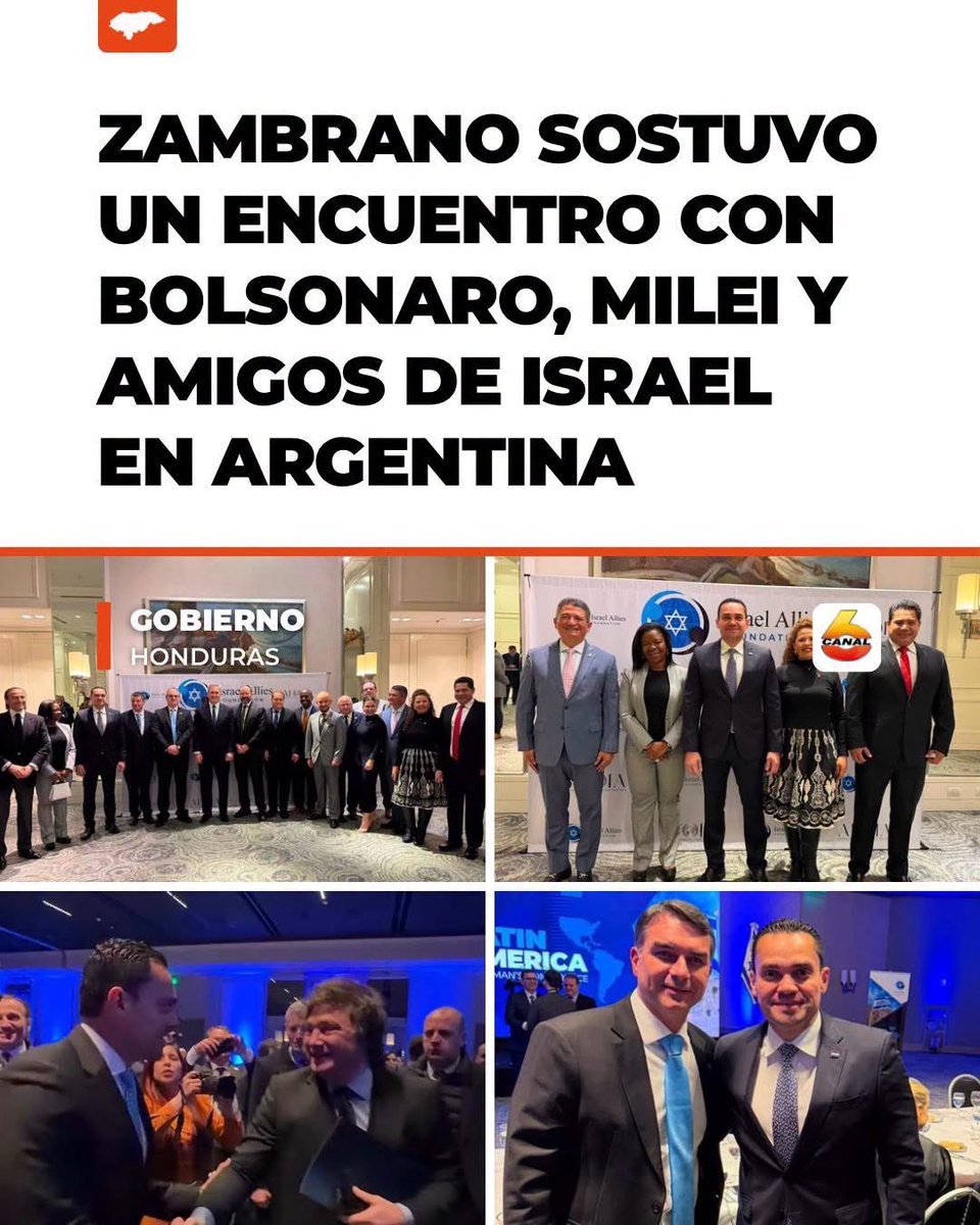 EdComments's tweet photo. Mientras se discutían para votación las reformas a la ENEE en el Congreso y una semana despues del reporte de una Comision de la ONU exponiendo evidencia de genocidio y ataques deliberados a niños en Gaza, el Presidente y el Secretario del Congreso tuvieron que salir del pais e ir Buenos Aires para hablar con el Presidente Milei para atender un tema mucho mas urgente. Fortalecer lazos con Argentina? Obviamente no pelotudo, para apoyar a Israel bobo. Asi es, lideres y legisladores de 12 paises fueron a Argentina a demostrar su lealtad a Israel. No es suficiente que se arrodillen a este estado genocida aqui mismo en Honduras sino que ahora viajan a otros países a hacerlo también.