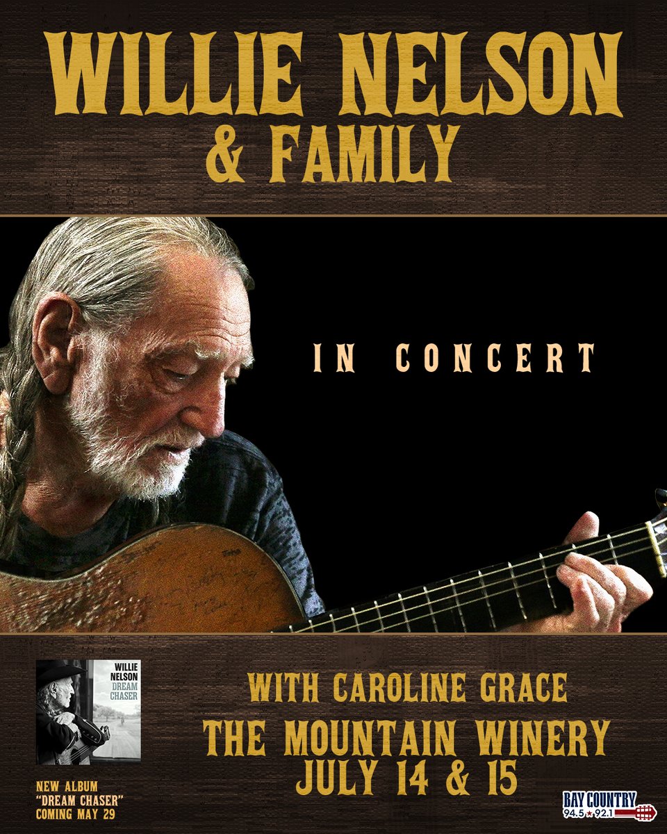 GoldenvoiceBay's tweet photo. the one and only @WillieNelson returns to the Bay this summer 🌟 don’t miss two very special nights with him at The Mountain Winery on Jul. 14 &amp; 15

🎟️ https://t.co/G6Ebb4OFWi https://t.co/UqxHlV47D5