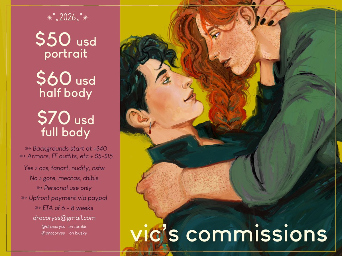 dracoryss's tweet photo. Hi everyone! I got so caught up with my cats needs at the vet I forgot about rent, luckily I’m only like $30 short for it, so if anyone it’s interested in one (1) comm it would help a lot 🫶 https://t.co/A5BGfMU4wE