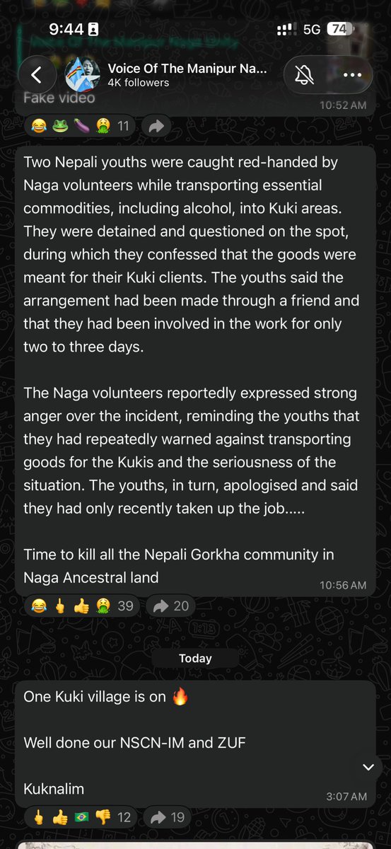 Dig_raw21's tweet photo. This page called Voice of Manipur Nagas with 4K followers , is calling for killing all Nepali Gorkhas in Naga ancestral land, and has been calling for killing non locals in Manipur. 

Sending you details of individuals and admin of page for further action. 
@Manipur_police https://t.co/Xp8oEG2BFR